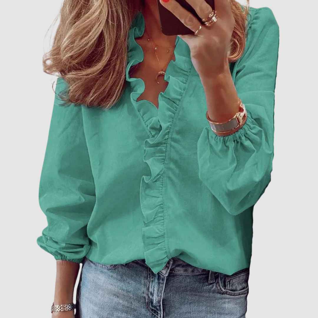 Douceline | Blouse Fleurie Col à Volants
