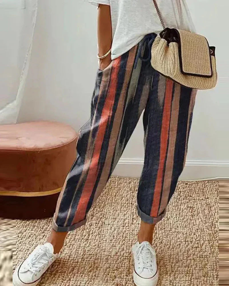 Mélisande | Pantalon Lin Imprimé pour Été