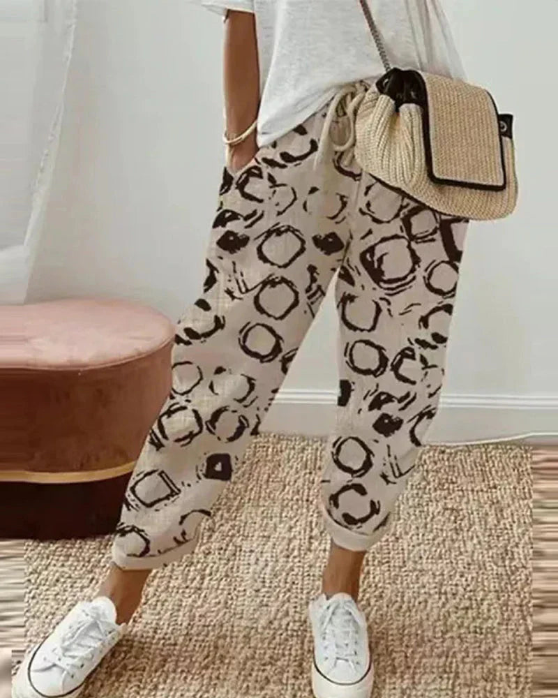 Mélisande | Pantalon Lin Imprimé pour Été