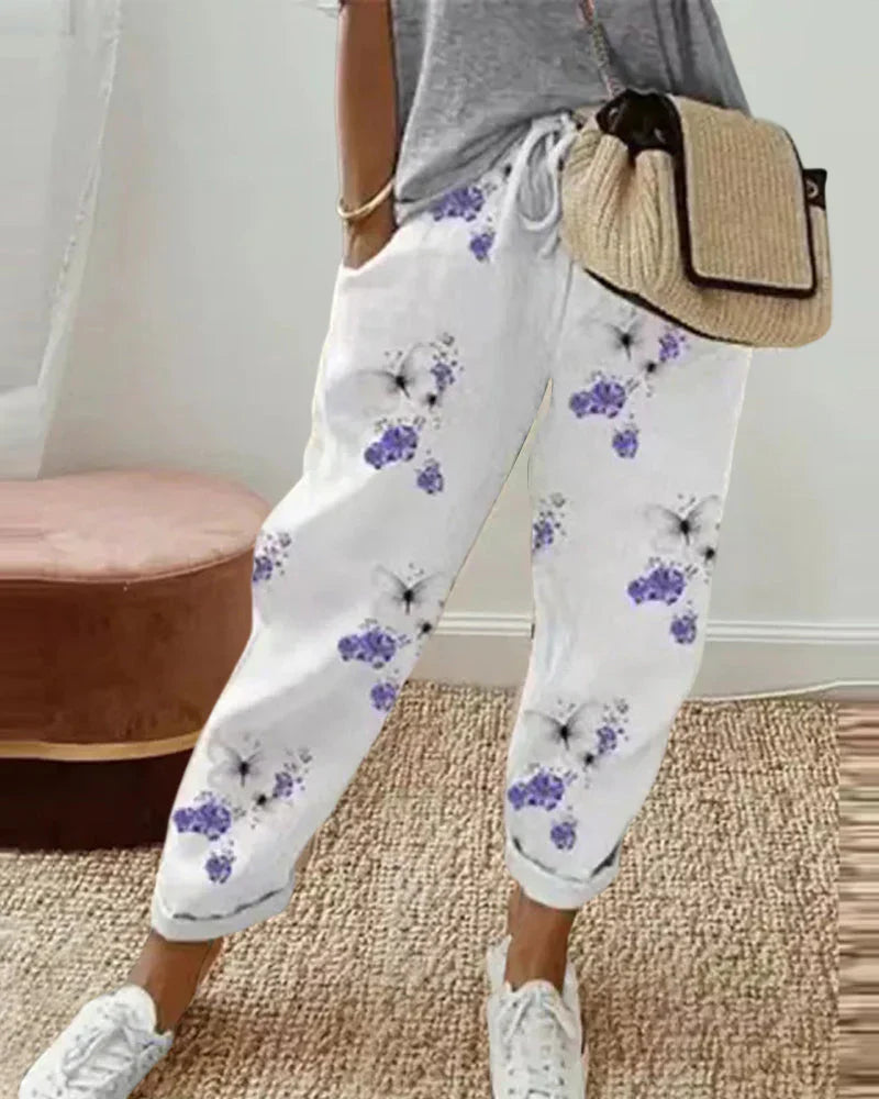 Mélisande | Pantalon Lin Imprimé pour Été