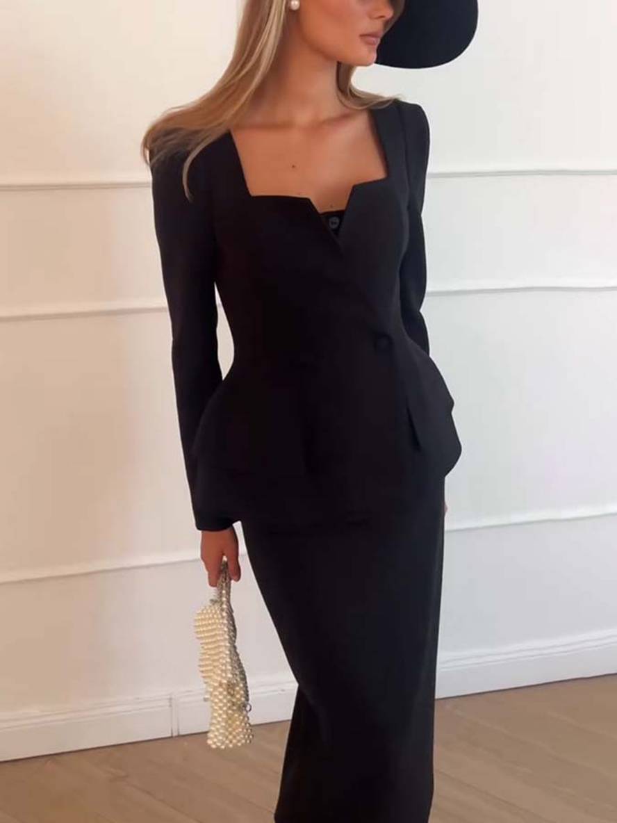 Garance | Ensemble Blazer et Jupe Longue