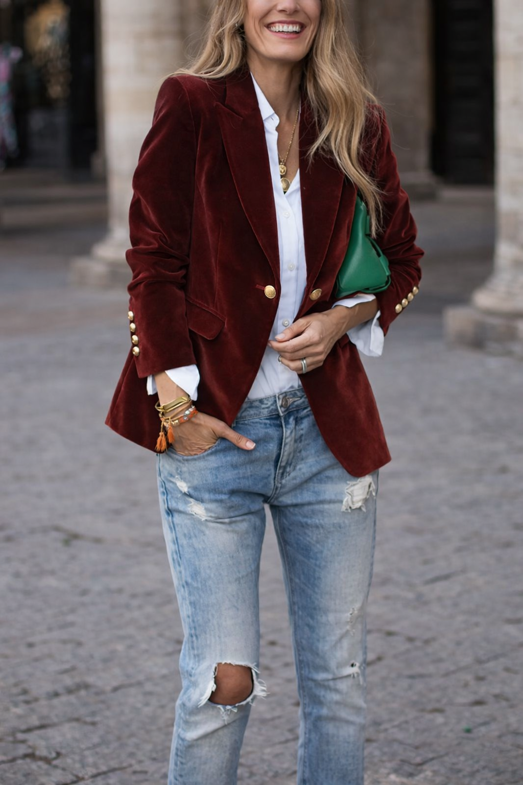 Aubertine | Blazer en Velours Coupe Ajustée