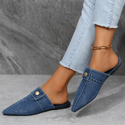 Sofia | Mules Denim à Bout Pointu