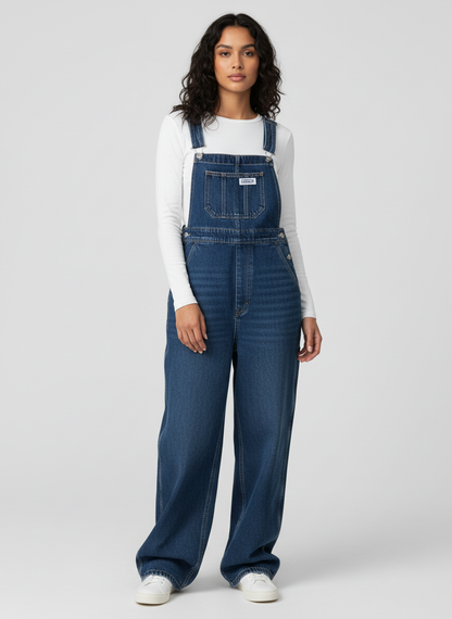 Liane | Salopette en Denim Jambes Larges