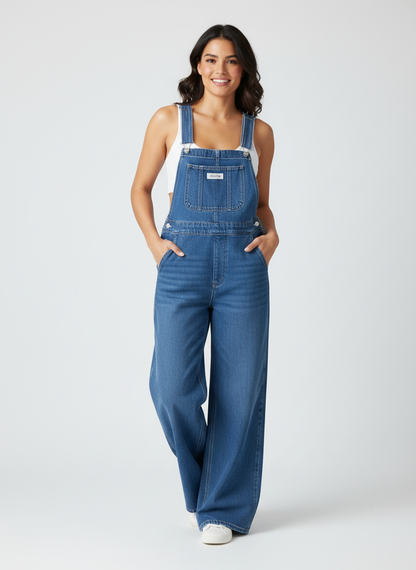 Liane | Salopette en Denim Jambes Larges