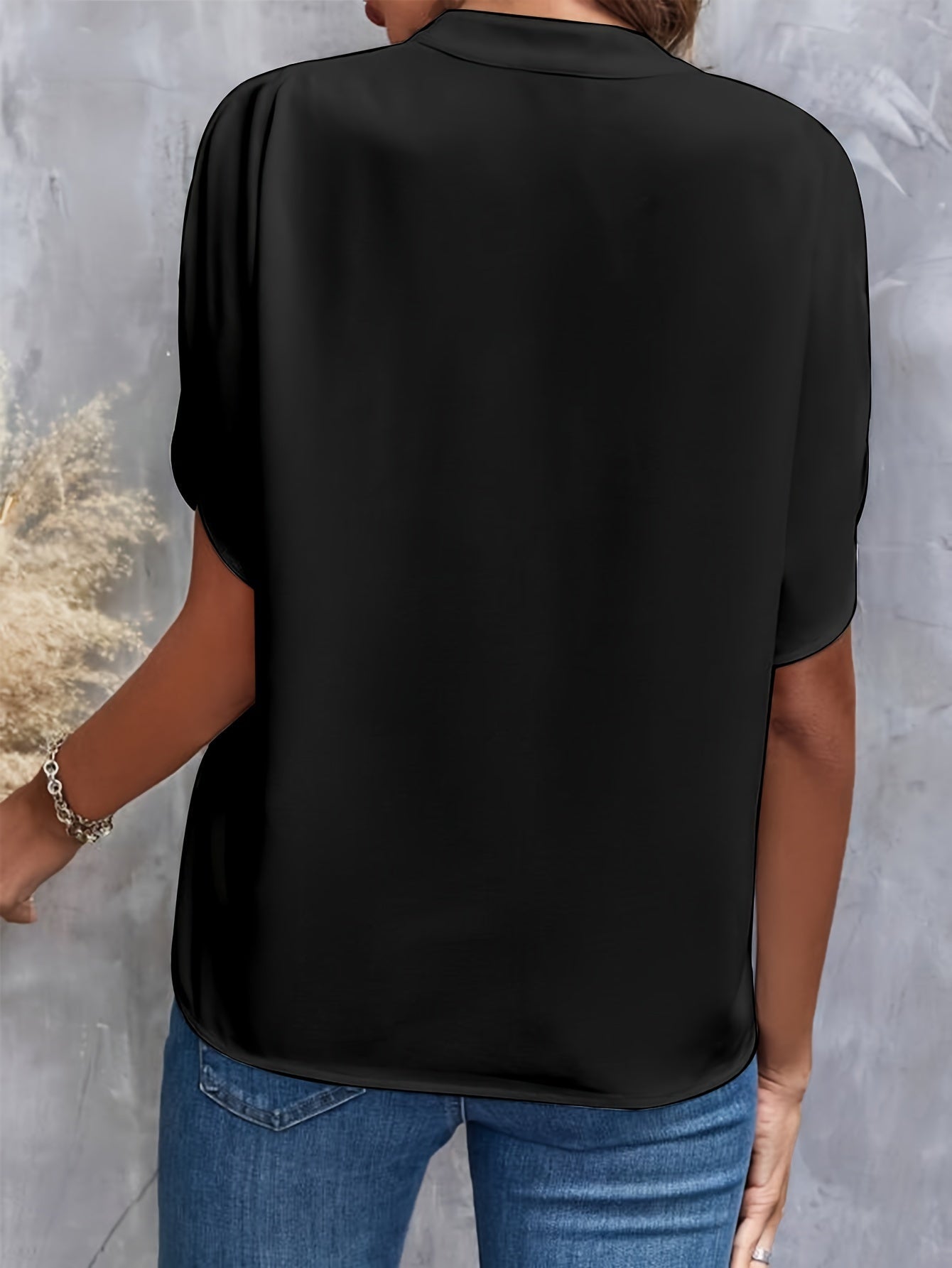 Rosalie | Blouse Fluide Manches Courtes Col Officier pour Été