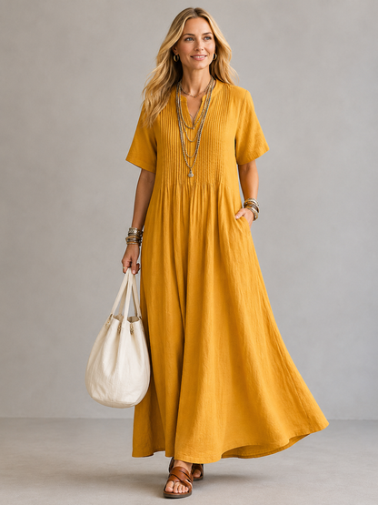 Sylvanie | Robe Longue Plissée Coupe Détendue