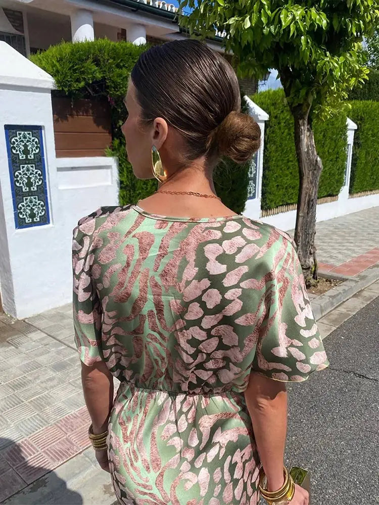 Viviane | Robe Portefeuille Satinée Imprimée