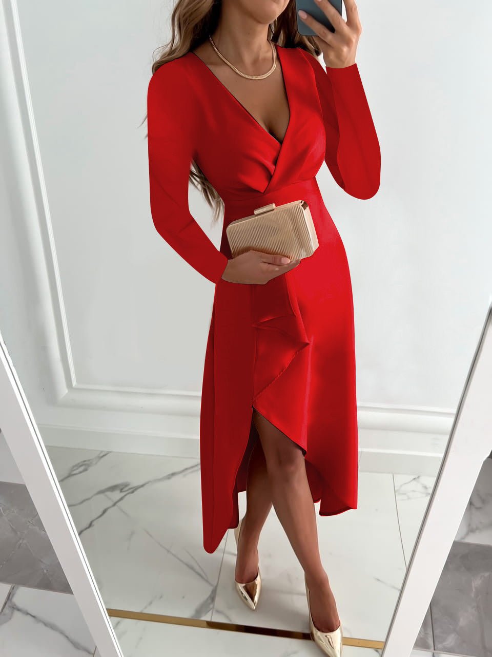 Arielle | Robe portefeuille femme élégante à manches longues