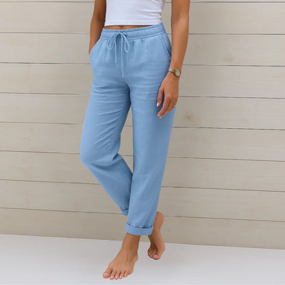 Riona pantalon en lin stretch taille élastique femme