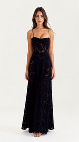 Sidonie-Marie | Robe Longue Bustier Détails Dentelle