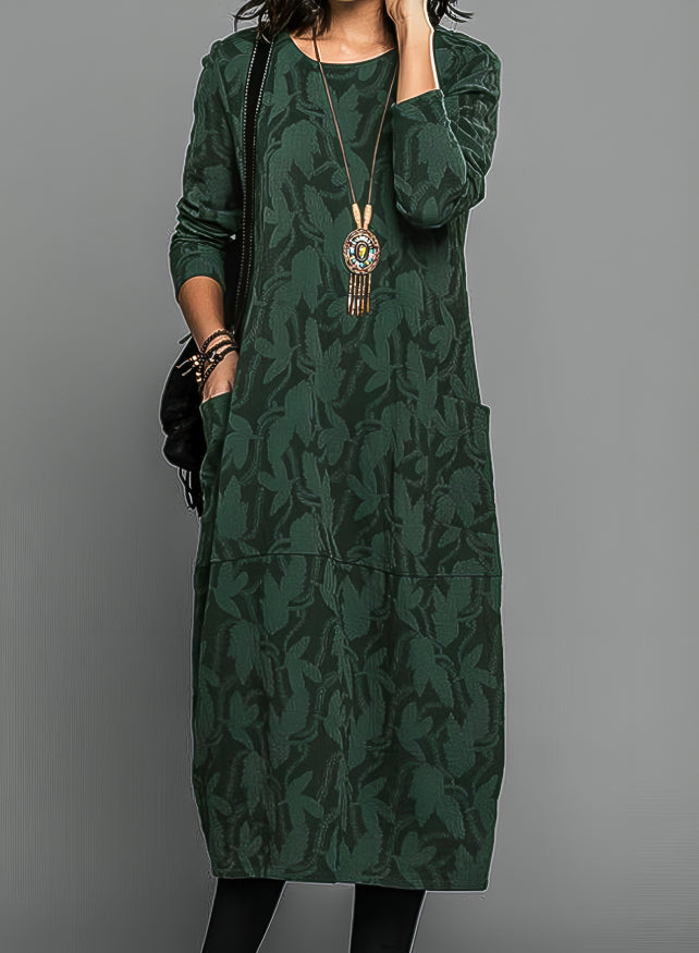 Léonide | Robe Midi Ajustée Col Rond Maille Douce