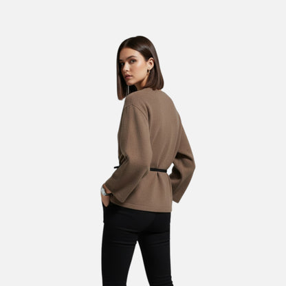 Ombelyne | Pull Cache-Cœur Ceinturé Kaki