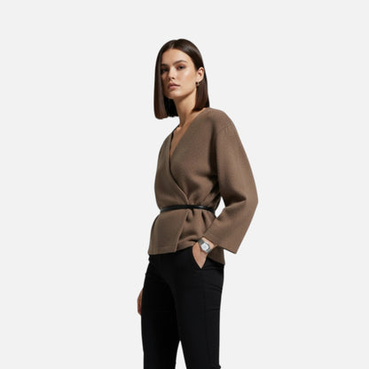 Ombelyne | Pull Cache-Cœur Ceinturé Kaki
