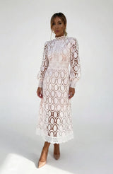 Maëlle | Robe midi de cérémonie femme avec détails ajourés