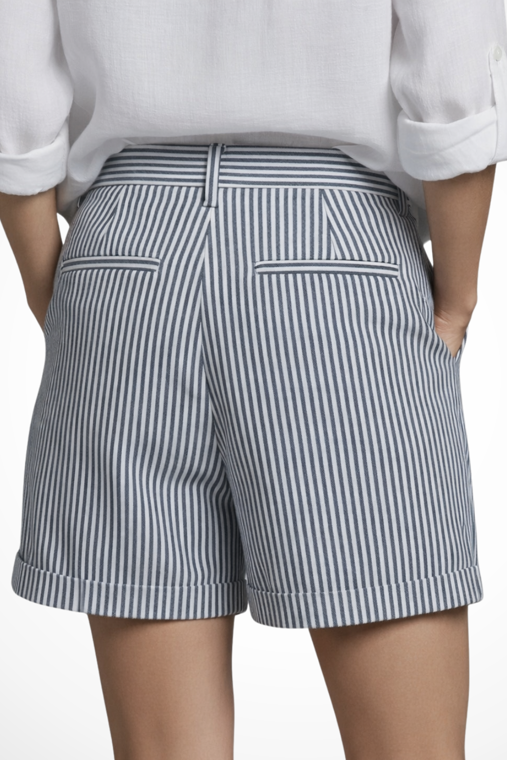 Aline | Short Tailleur Rayé Taille Haute