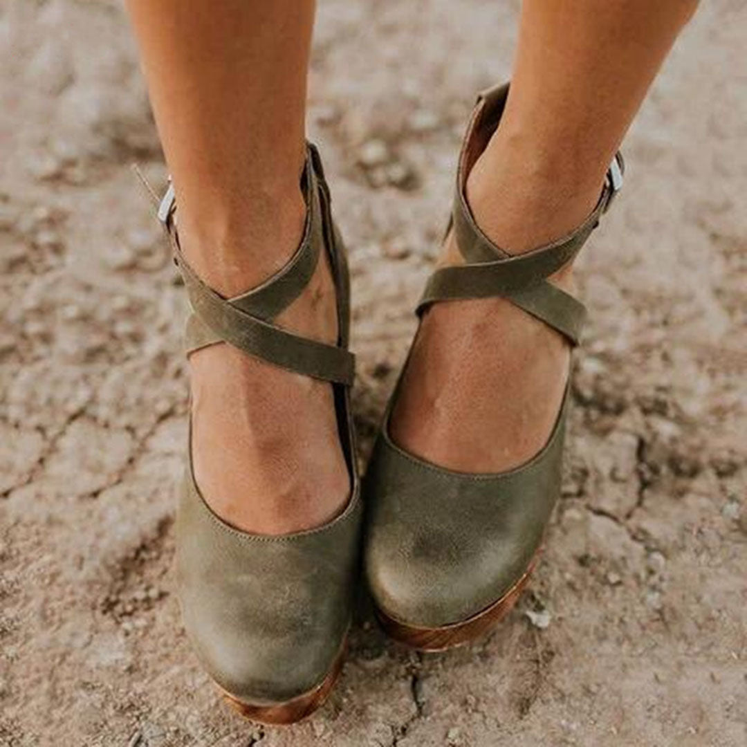 Margaux | Sandales Compensées Mary Jane Vintage