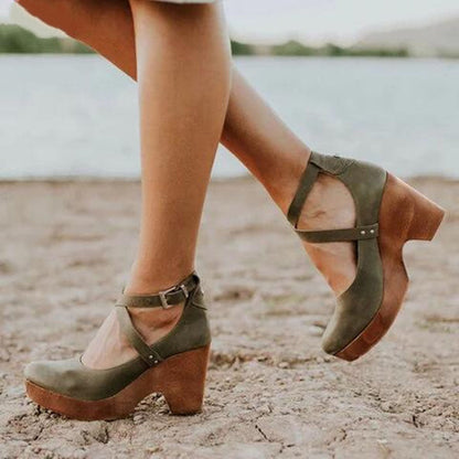 Rosalie | Talons Plateforme Mary Jane Croisés