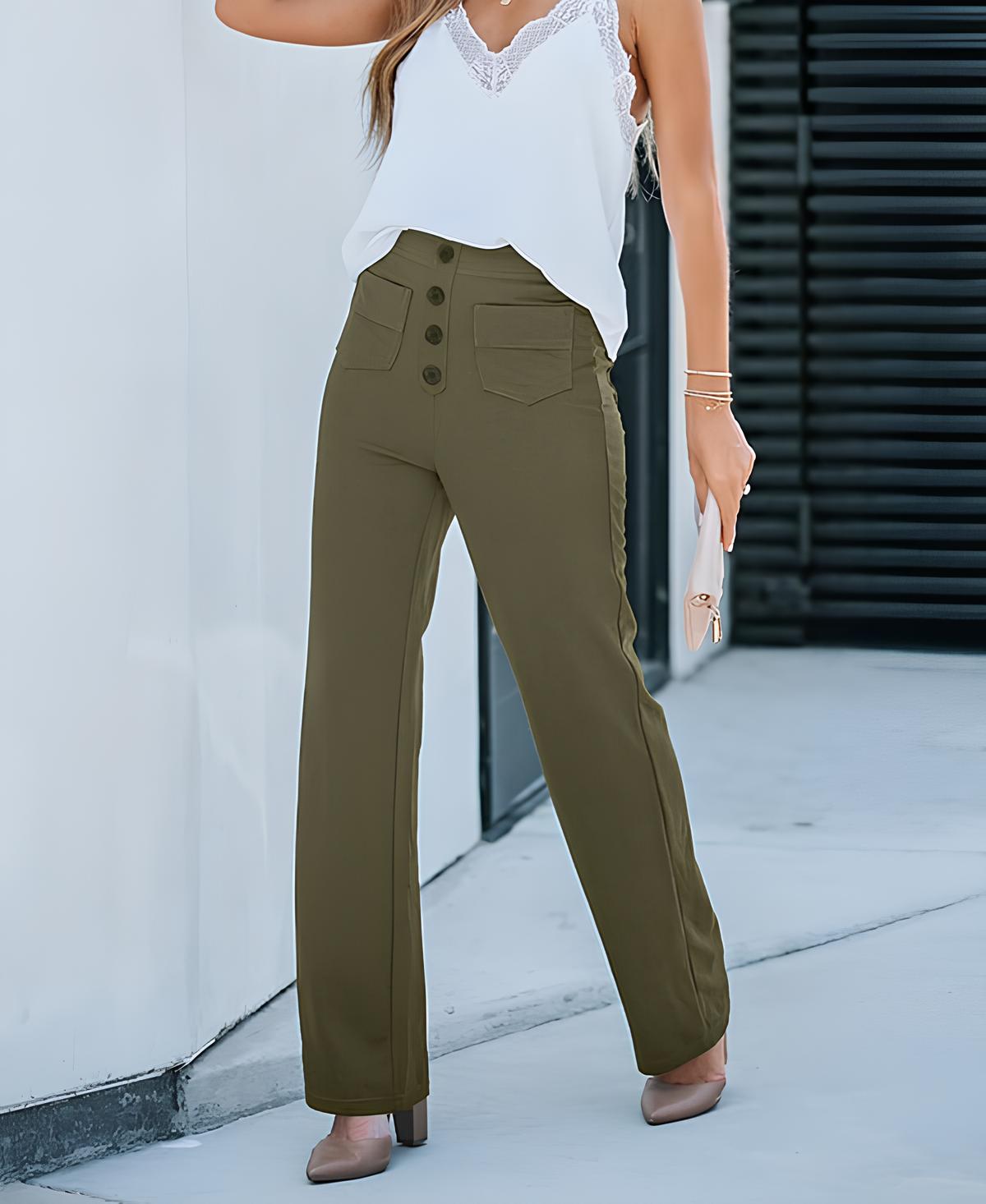 Victoria | Pantalon Extensible Décontracté Taille Haute