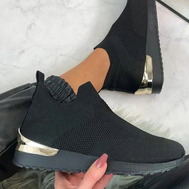 Aldegonde | Baskets Slip-On à Accents Dorés