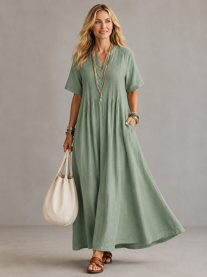 Sylvanie | Robe Longue Plissée Coupe Détendue