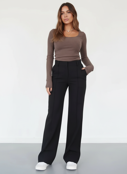 Ghislaine | Pantalon Droit Taille Haute