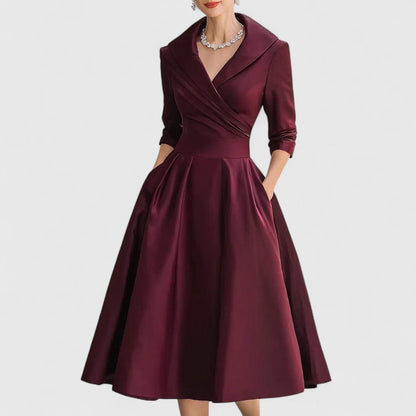 Ombeline | Robe Midi à Éclat Subtil Manches 3/4