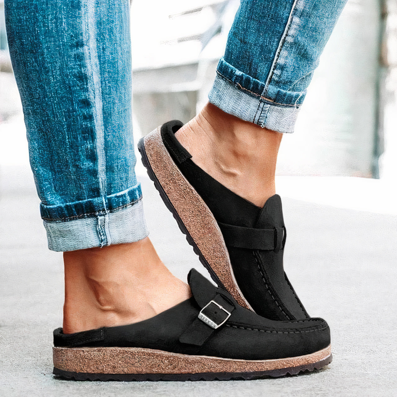 Erell | Mules à Boucle Semelle Liège