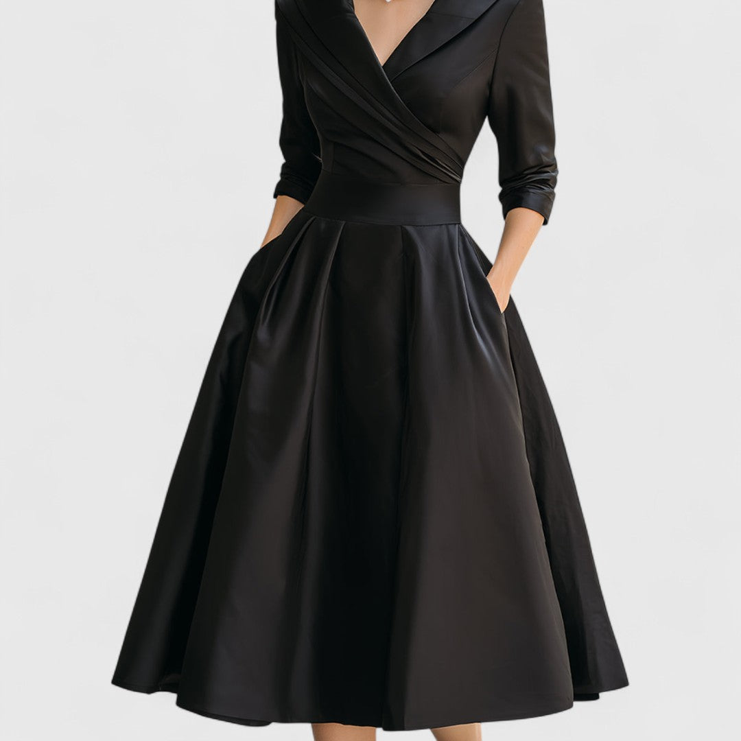 Ombeline | Robe Midi à Éclat Subtil Manches 3/4