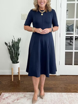 Perrette | Robe Midi Fluide Manches Trois-Quarts