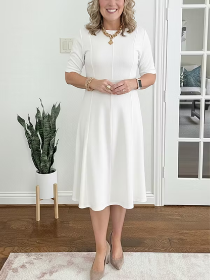 Perrette | Robe Midi Fluide Manches Trois-Quarts