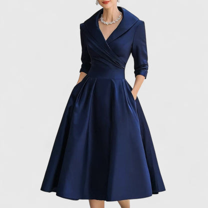 Ombeline | Robe Midi à Éclat Subtil Manches 3/4