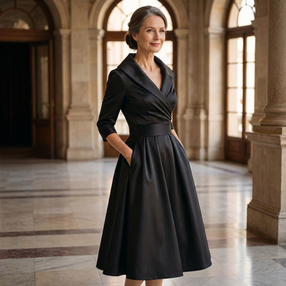 Ombeline | Robe Midi à Éclat Subtil Manches 3/4