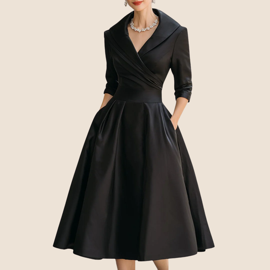 Ombeline | Robe Midi à Éclat Subtil Manches 3/4
