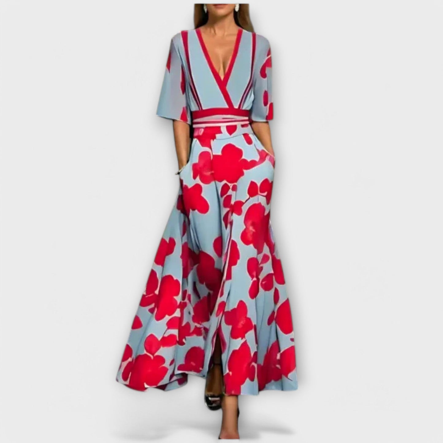 Albane | Robe Longue à Imprimé Floral et Col V