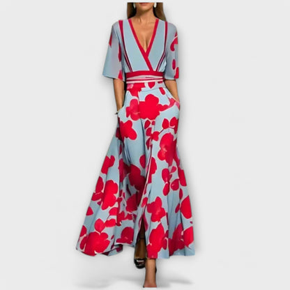 Albane | Robe Longue à Imprimé Floral et Col V