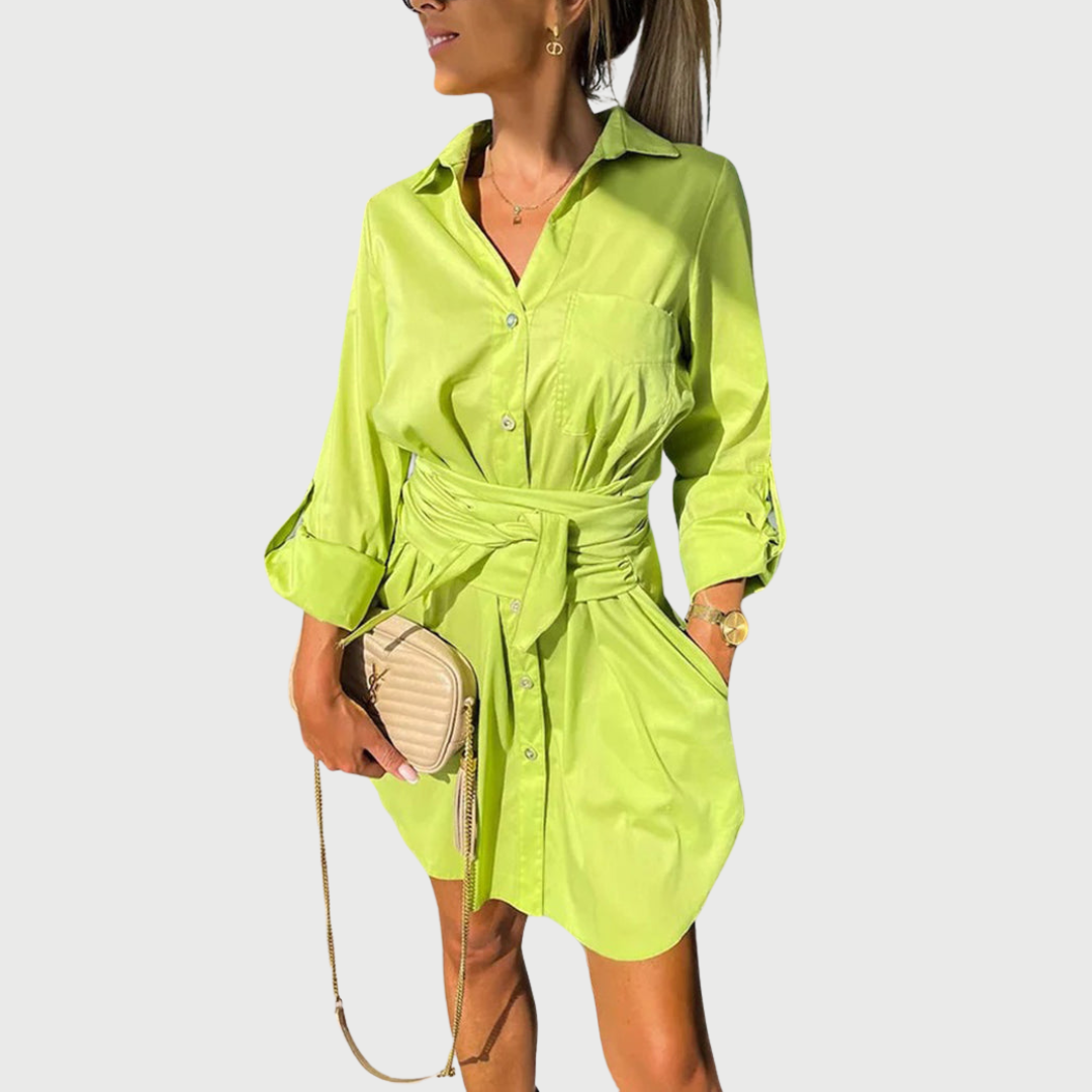 Colombe | Robe Chemise Boutonnée à Manches Longues