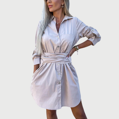 Colombe | Robe Chemise Boutonnée à Manches Longues