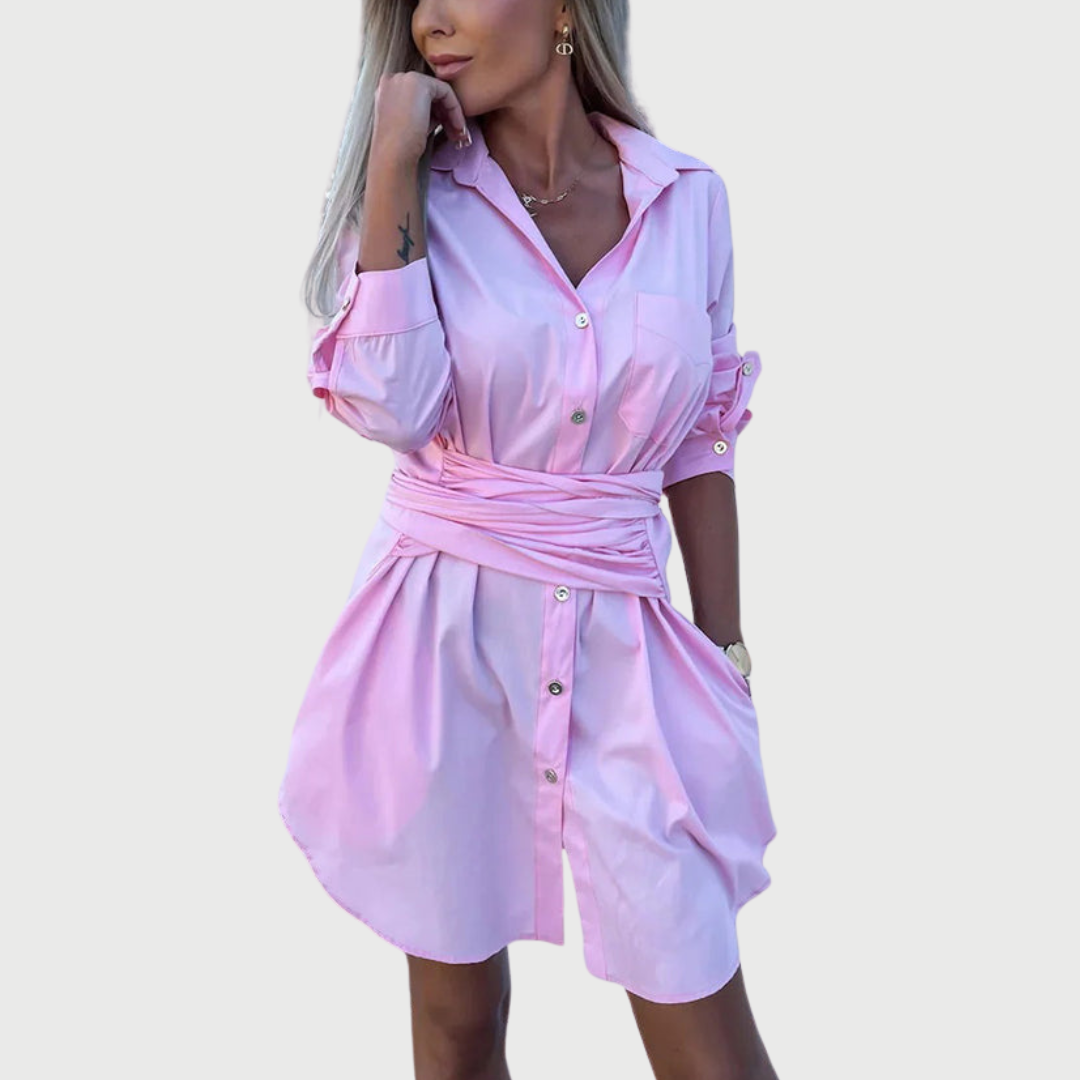 Colombe | Robe Chemise Boutonnée à Manches Longues