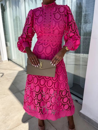 Maëlle | Robe midi de cérémonie femme avec détails ajourés