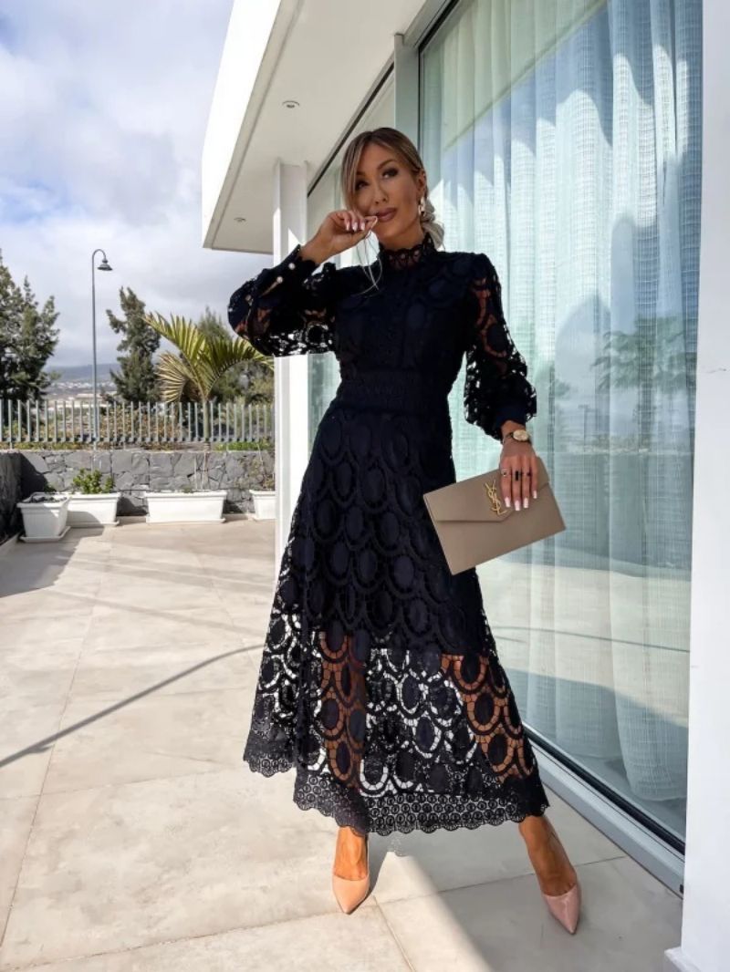 Maëlle | Robe midi de cérémonie femme avec détails ajourés