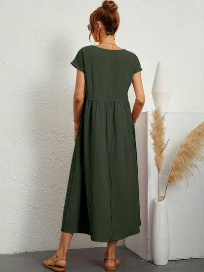 Élise | Robe midi femme légère avec poches et manches courtes
