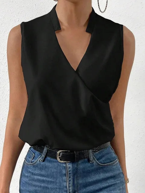 Odile | Blouse Fluide Sans Manches Col V pour Été