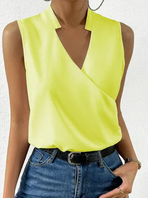 Odile | Blouse Fluide Sans Manches Col V pour Été