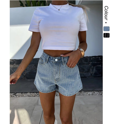 Arielle | Short Rayé Taille Haute