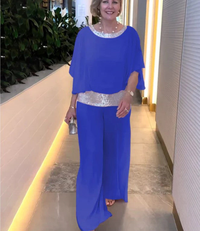 Célestia | Ensemble Sequins Pantalon Large pour Soirée
