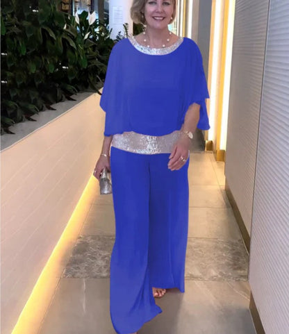 Célestia | Ensemble Sequins Pantalon Large pour Soirée