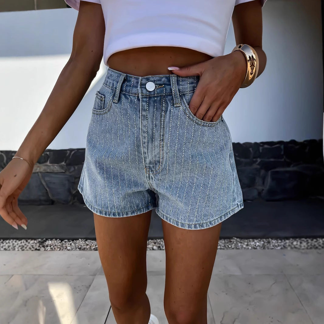 Arielle | Short Rayé Taille Haute