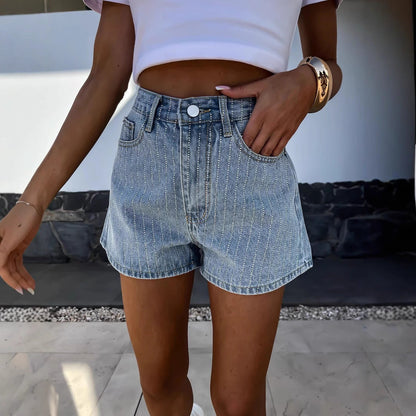 Arielle | Short Rayé Taille Haute