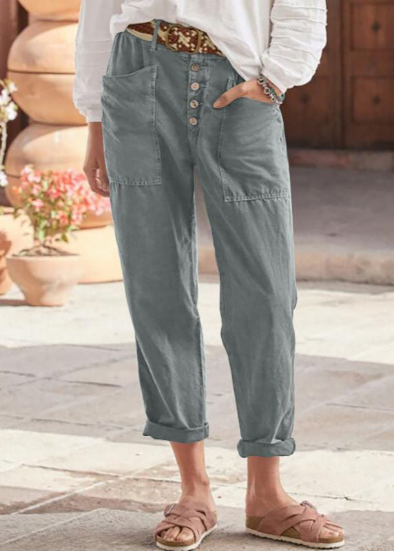 Christiane | Pantalon Fuselé Taille Haute à Boutons